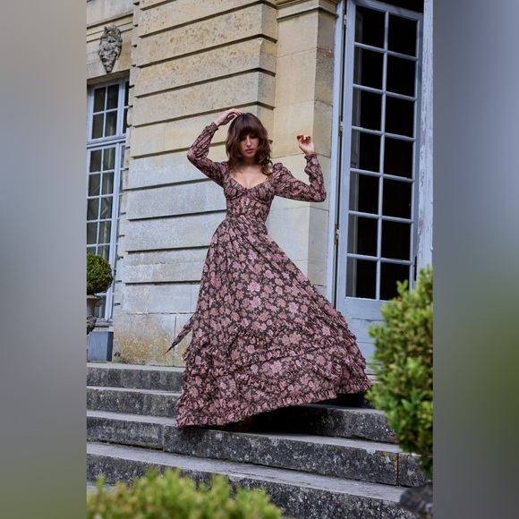 NWT V Chapman The Carmella Dress in Chocolate Peony Print Anthropologie - Picture 9 of 15